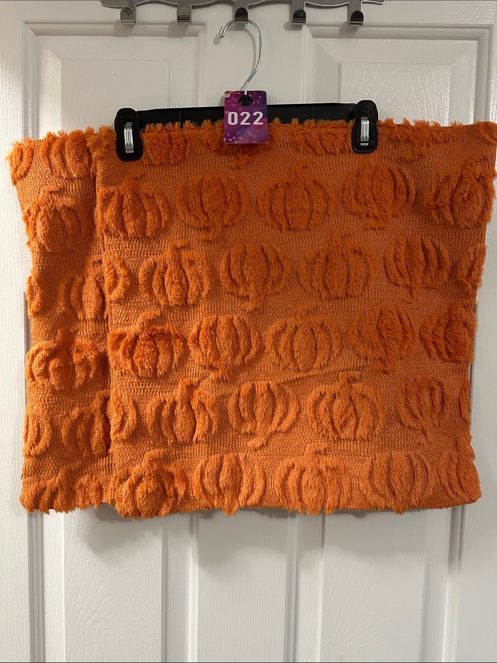 Orange Textured Pumpkin-Pattern pillow covers- Unbranded